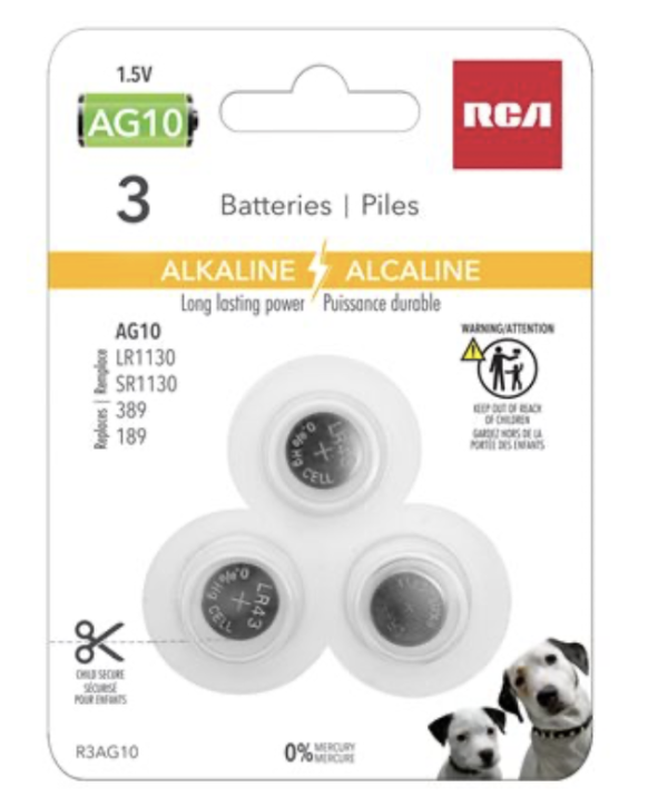 RCA Alkaline Cell “AG10” Batteries ~ 3/pack